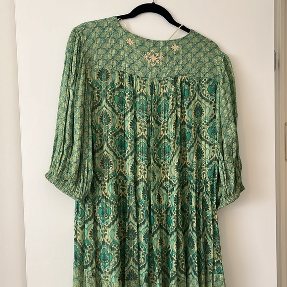 Zara long green printed dress - Picture 4 of 8